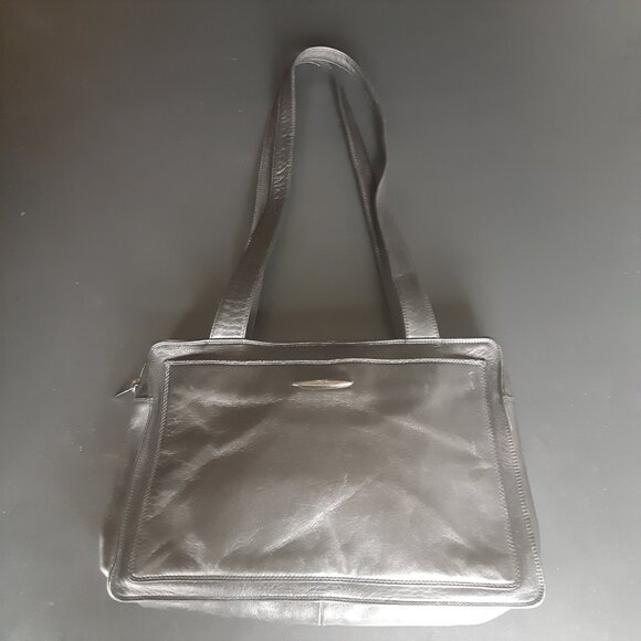 Tula Black Leather Shoulder Bag Purse 8x11.5 inches - Picture 2 of 16